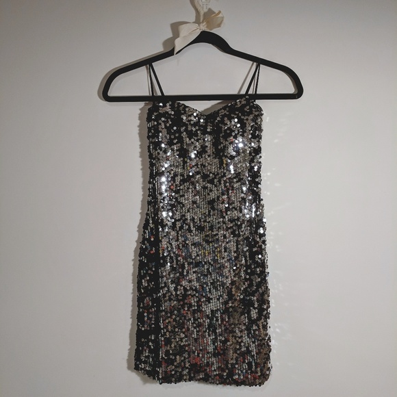 Metallic Silver Sequin Dress - Picture 1 of 8